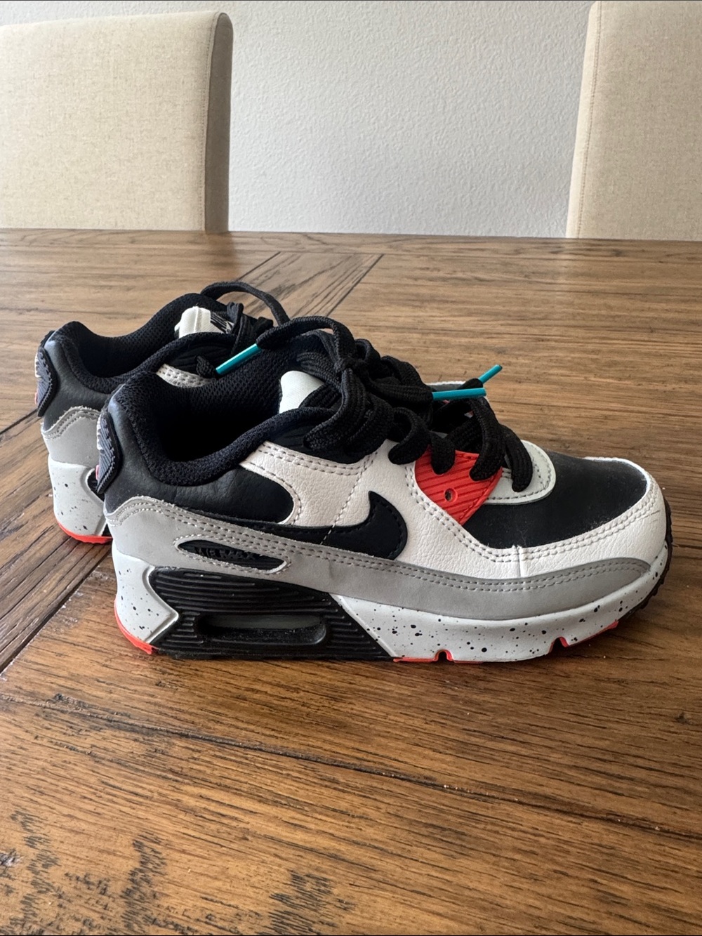 Kids Air Max 90 Black, Orange & Teal accents
